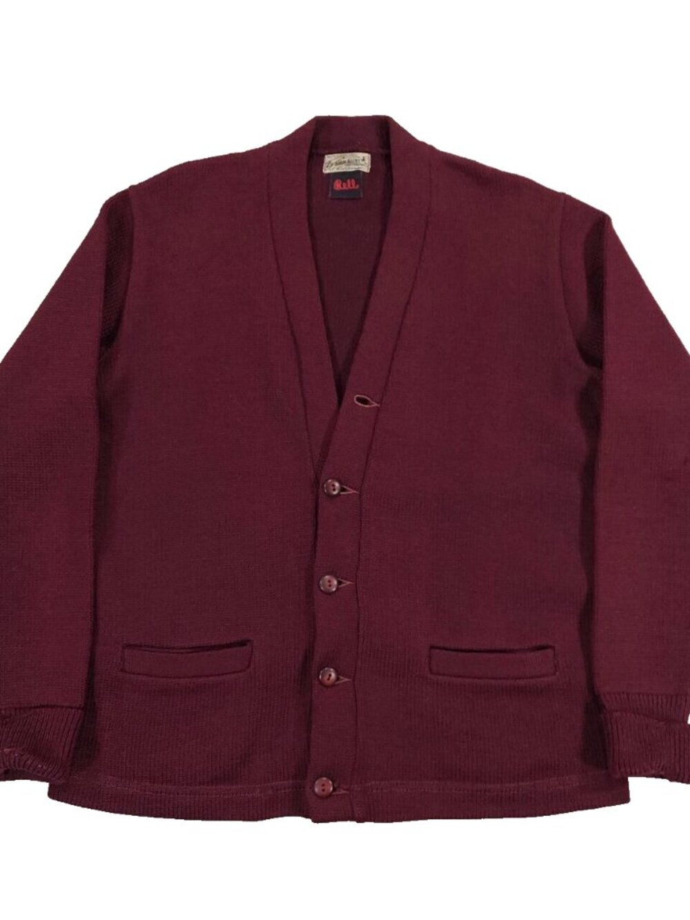 Vtg 1950s Brunswick Knitting Mills Wool Blank Letterman Cardigan Fits Sz M